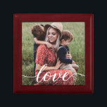 Simple Love Script Personalised Photo Gift Box<br><div class="desc">Using a beautiful and modern script for the word "Love",  this family love photo can be easily personalised with your own favourite family photo. An elegant keepsake jewellery box to be cherished and gift her with.</div>