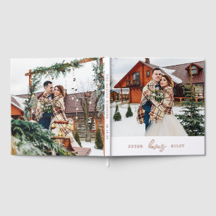 Simple Love Script Two Photo Wedding Guest Book