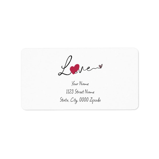 Simple Love Valentine's Day Address Label (Front)