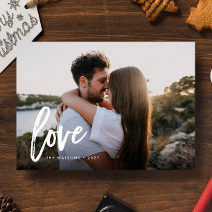 Simple Love White Holidays Photo Card