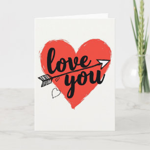 Simple Love You Heart Arrow Card