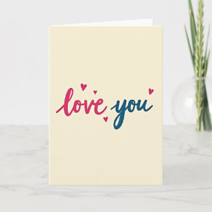 Simple Love You Hearts Painted Card