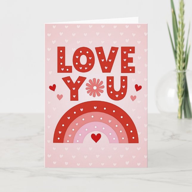 Simple Love You Rainbow Hearts Card (Front)