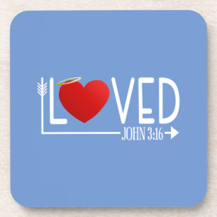 Simple Loved Bible Verse Valentine   Coaster