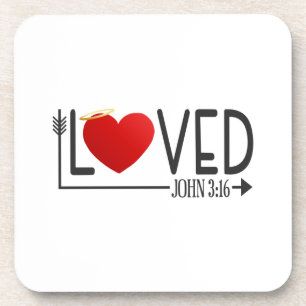 Simple Loved Bible Verse Valentine   Coaster