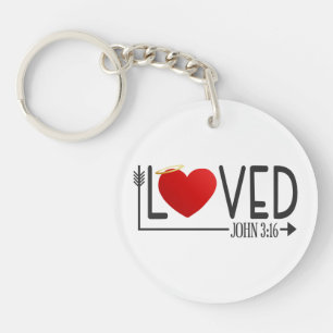 Simple Loved Bible Verse Valentine   Keychain