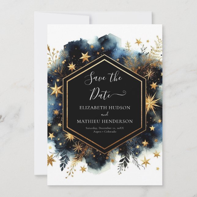 Simple Lovely Celestial Wedding Save The Date (Front)