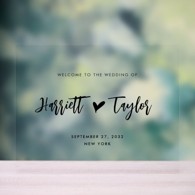 Simple Lovely Heart Script Wedding Welcome Sign (Neutral)
