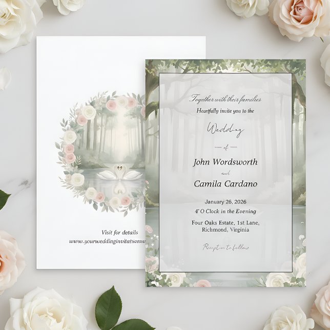 Simple Lovely Swan Couples Beautiful Wedding  Invitation (Creator Uploaded)