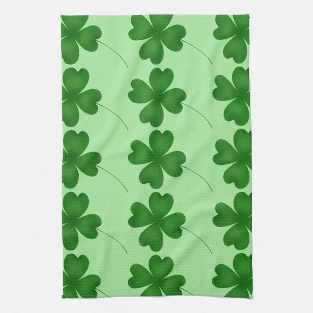 Simple lucky shamrocks tea towel (Vertical)