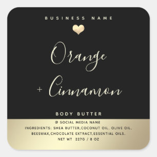 Simple lux typography black gold heart square stic square sticker