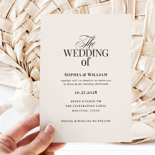 Simple Luxe Ivory and Brown   Neutral Wedding Invitation