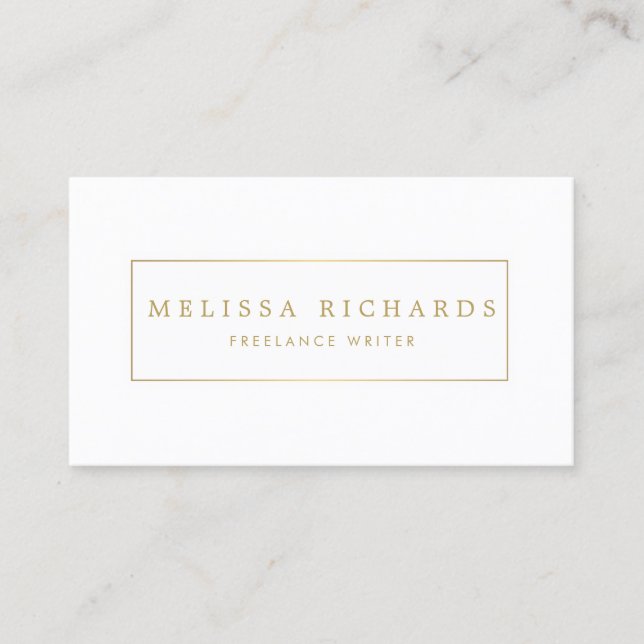Simple Luxe White Writer, Author Business Card (Front)
