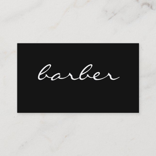 Simple luxury black & white barber typography business card (Front)
