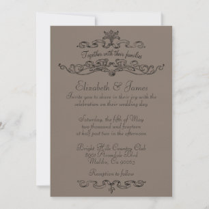 Simple Luxury Brown Wedding Invitations