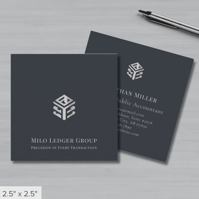 Simple Luxury Geometric Logo Square Business Card (Creator Uploaded)