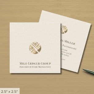 Simple Luxury Gold Logo Square Business Card