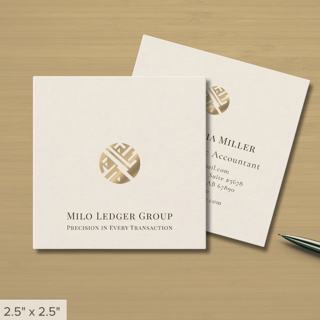 Simple Luxury Gold Logo Square Business Card (Creator Uploaded)