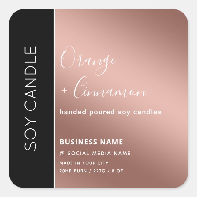 Simple luxury modern typography soy candle square  sticker (Front)