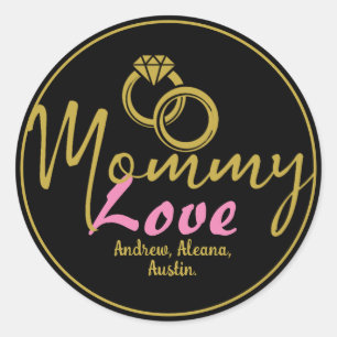 Simple luxury Mummy Mum Names Personalised Custom Classic Round Sticker