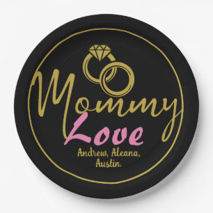 Simple luxury Mummy Mum Names Personalised Custom Paper Plate