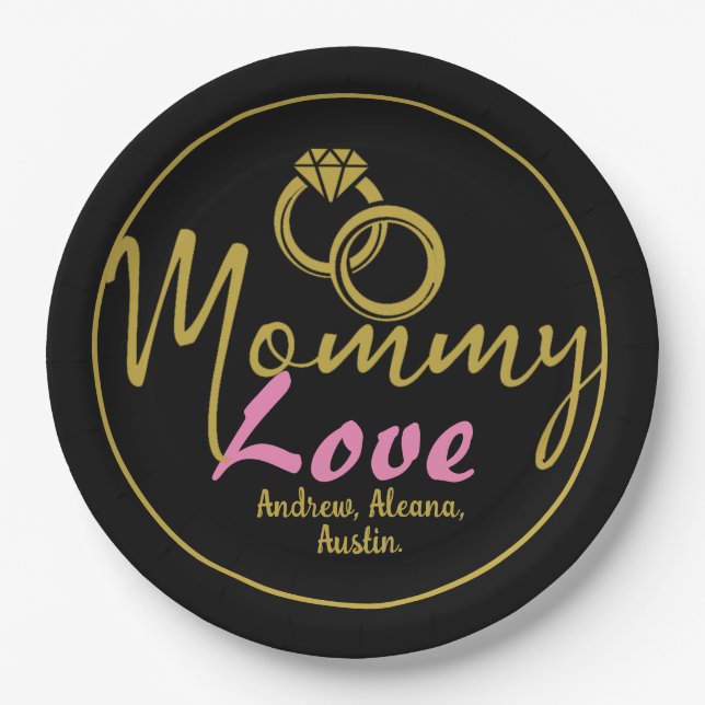 Simple luxury Mummy Mum Names Personalised Custom Paper Plate (Front)
