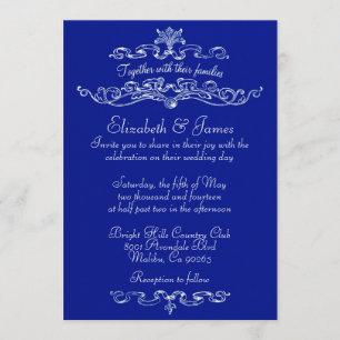 Simple Luxury Navy Blue Wedding Invitations