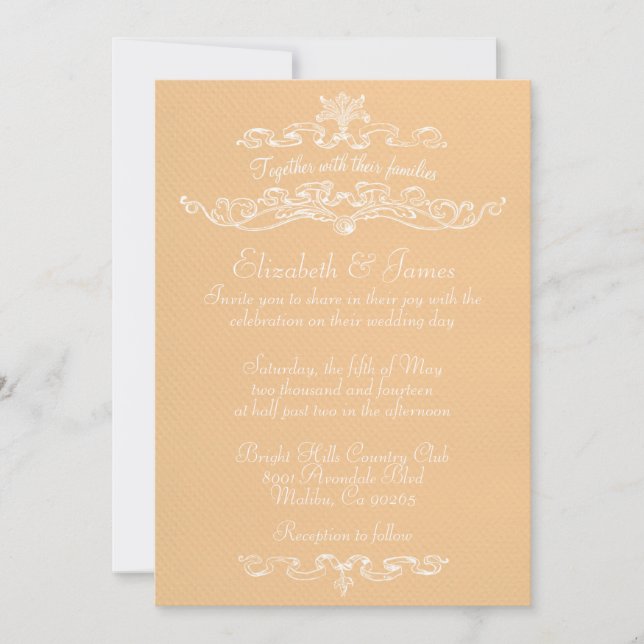 Simple Luxury Peach Wedding Invitations (Front)