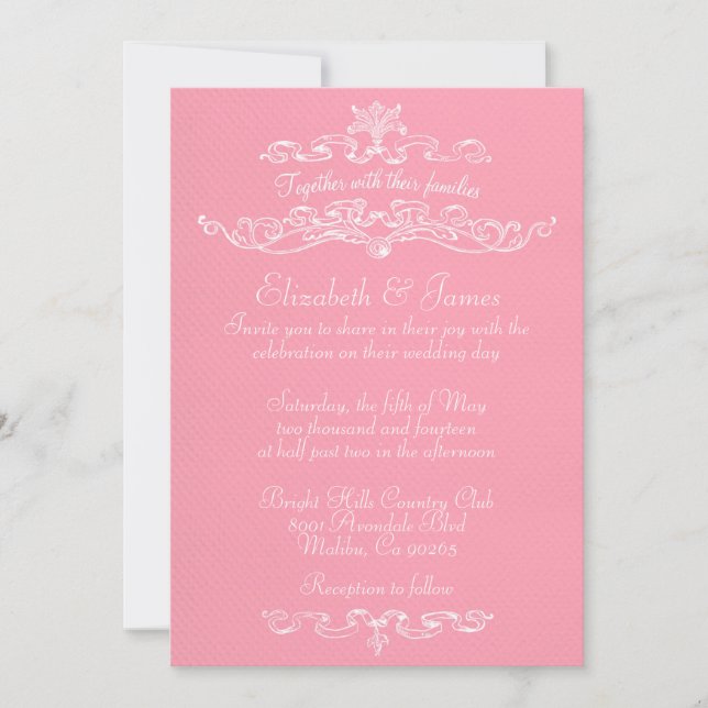 Simple Luxury Pink Wedding Invitations (Front)