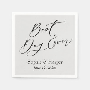 Simple Luxury Script Font Best Day Ever Light Grey Napkin