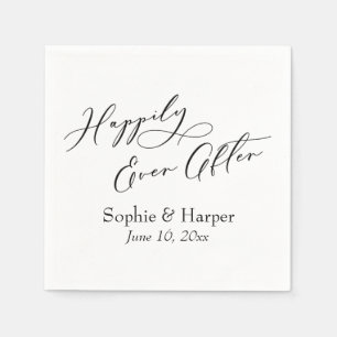 Simple Luxury Script Font Happily Ever After Napkin