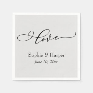Simple Luxury Script Font Love Typography Grey Napkin