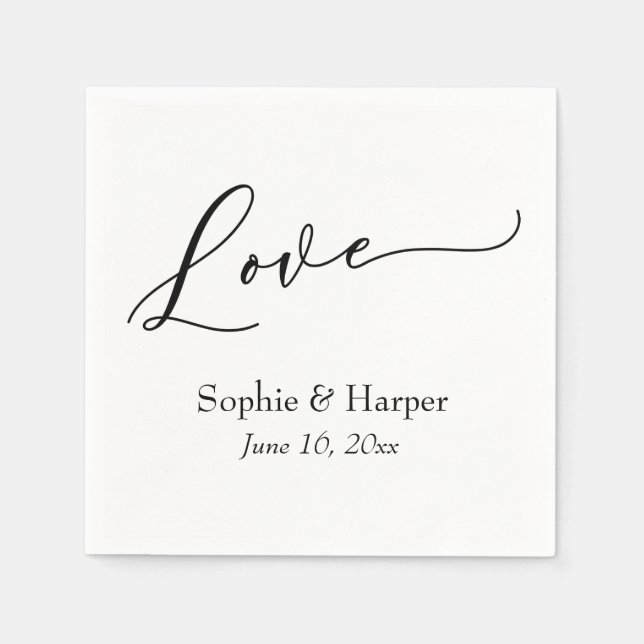 Simple Luxury Script Font Love Typography Napkin (Front)