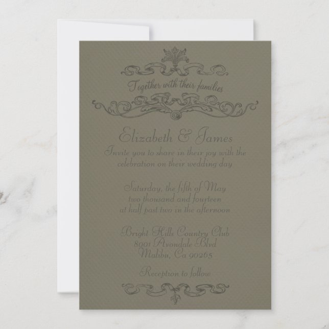 Simple Luxury Vintage Wedding Invitations (Front)