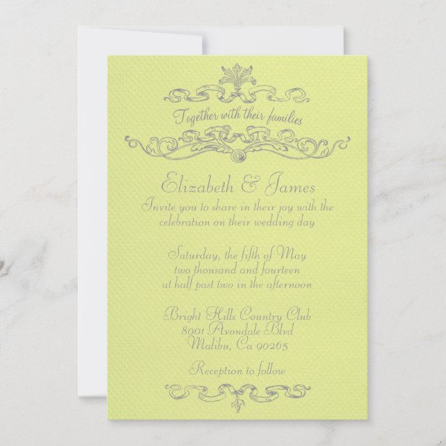 Simple Luxury Yellow Wedding Invitations (Front)