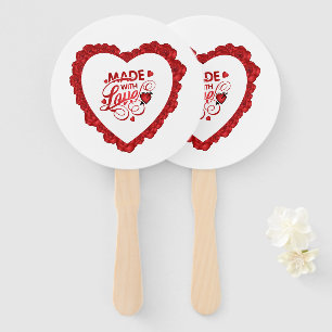 Simple Made With Love Quote Valentine   Hand Fan