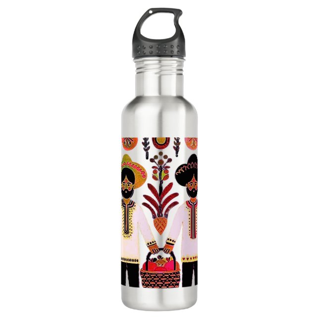 simple madhubani painting 710 ml water bottle (Front)