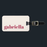 Simple Magenta Bold Typography Personalised Name Luggage Tag<br><div class="desc">Bold Modern Typography Personalised Name Luggage Tag in Magenta</div>