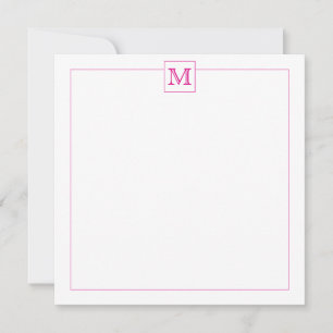 Simple Magenta Initial Monogram Square border Card