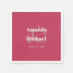 Simple Magenta Modern Minimalist Wedding Napkin