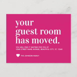 Simple Magenta Pink Guest Room Moving Announcement
