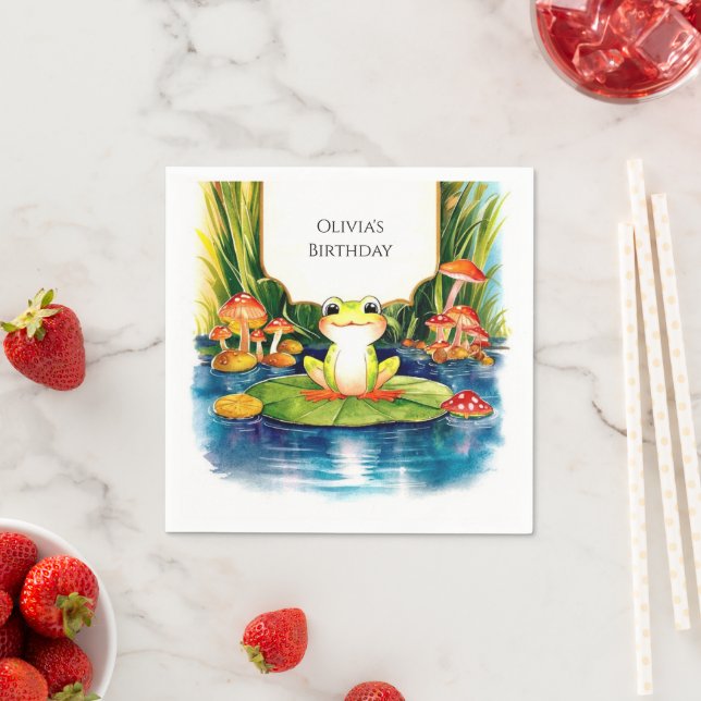 Simple Magical Frog Birthday Napkin (Insitu)