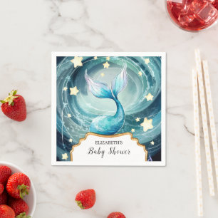 Simple Magical Mermaid Baby Shower Napkin