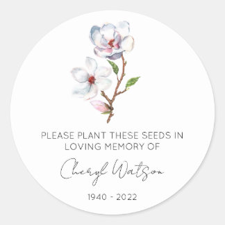 Simple Magnolia Memorial Seed Packet Classic Round Sticker