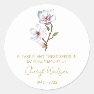 Simple Magnolia Memorial Seed Packet Classic Round Sticker