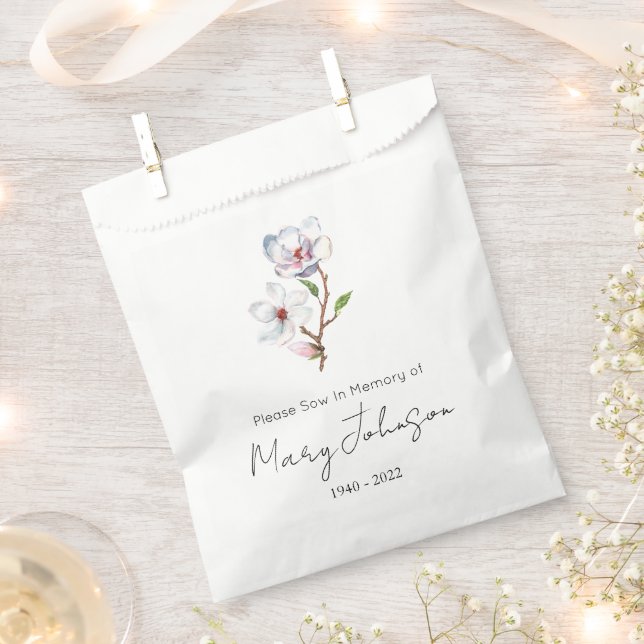 Simple Magnolia Seed packet Funeral  Favour Bags (Clipped)