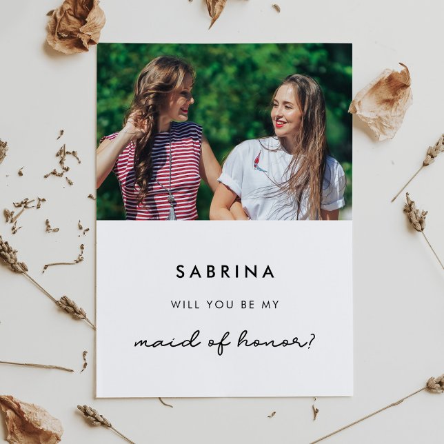 Simple Maid of Honour proposal photo card (Creator Uploaded)