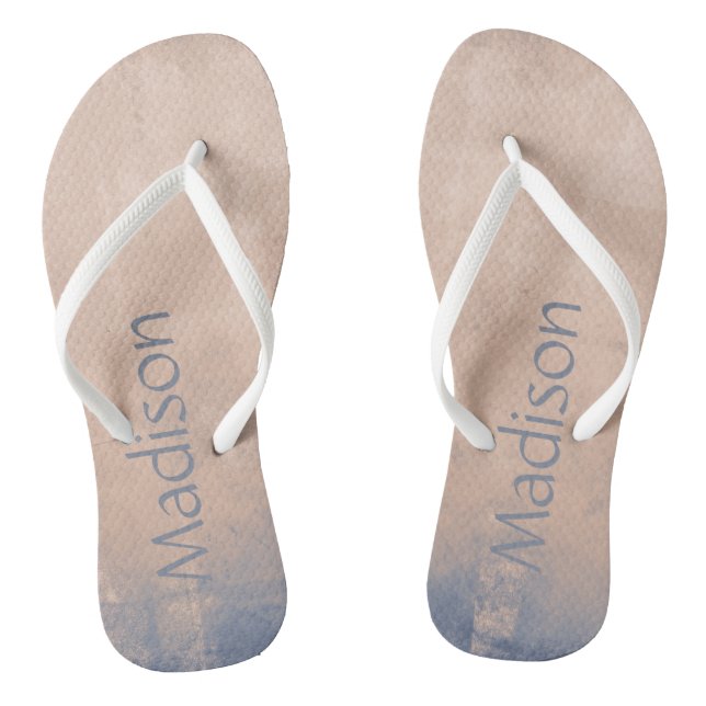 Simple Mallow Blue abstract Your name Jandals (Footbed)