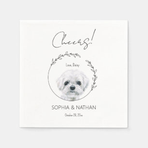 Simple Maltese Dog Wedding Cocktail  Napkin