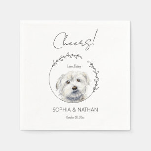 Simple Maltese Dog Wedding Cocktail Napkin